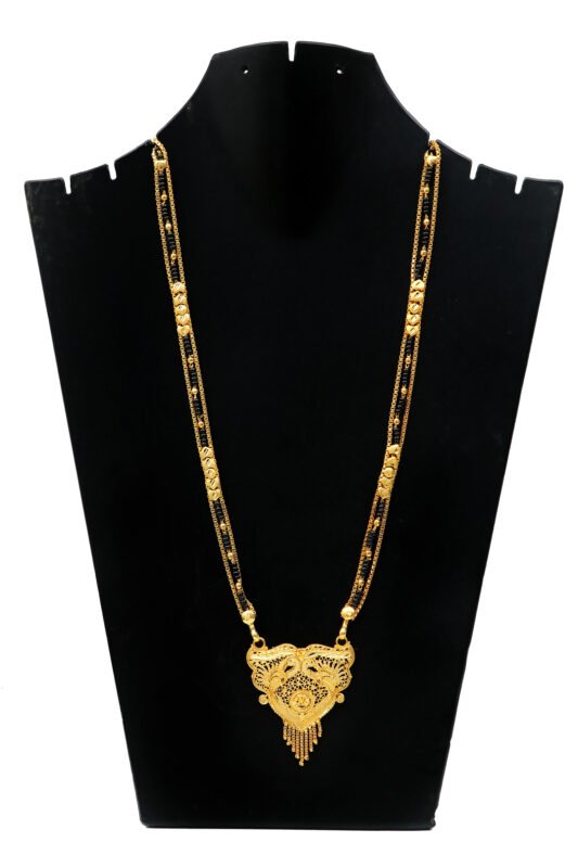Long Double Chain Gold-Plated Heart Mangalsutra Necklace