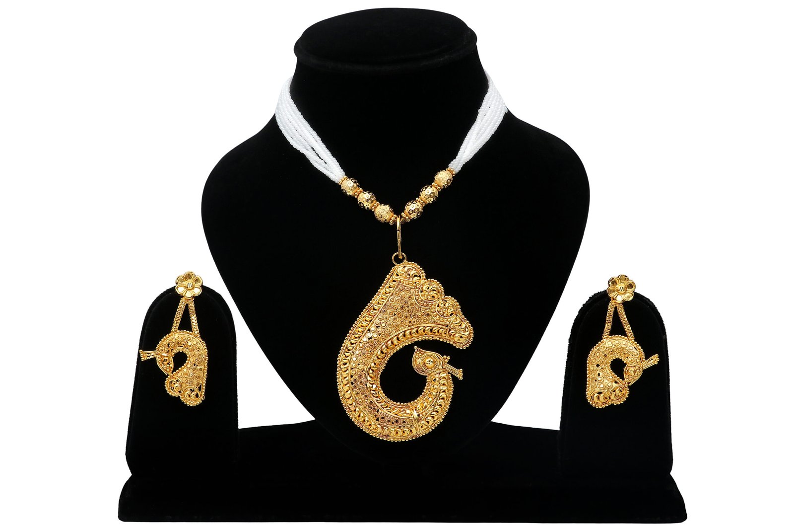 Untitled (18 × 12 in) - 15 Gold-Plated Floral Drop Earrings