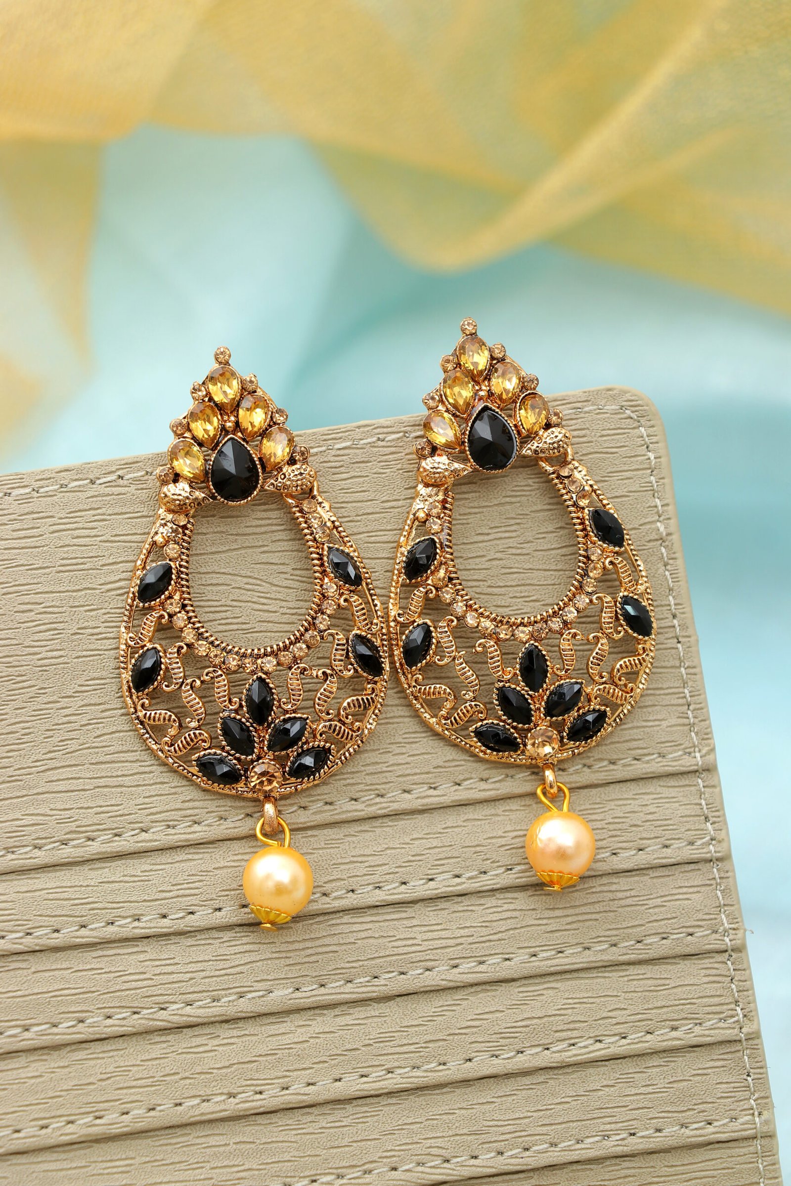 (67) Golden Peacock Jhumka Earrings