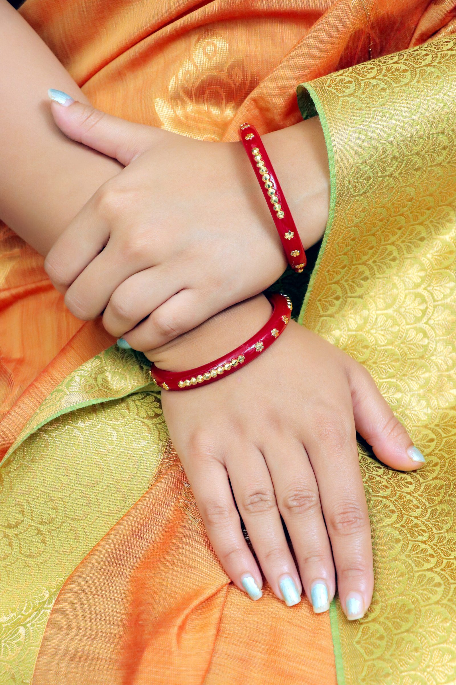 IMG_0773 Red Enamel Bangles with Floral Studs