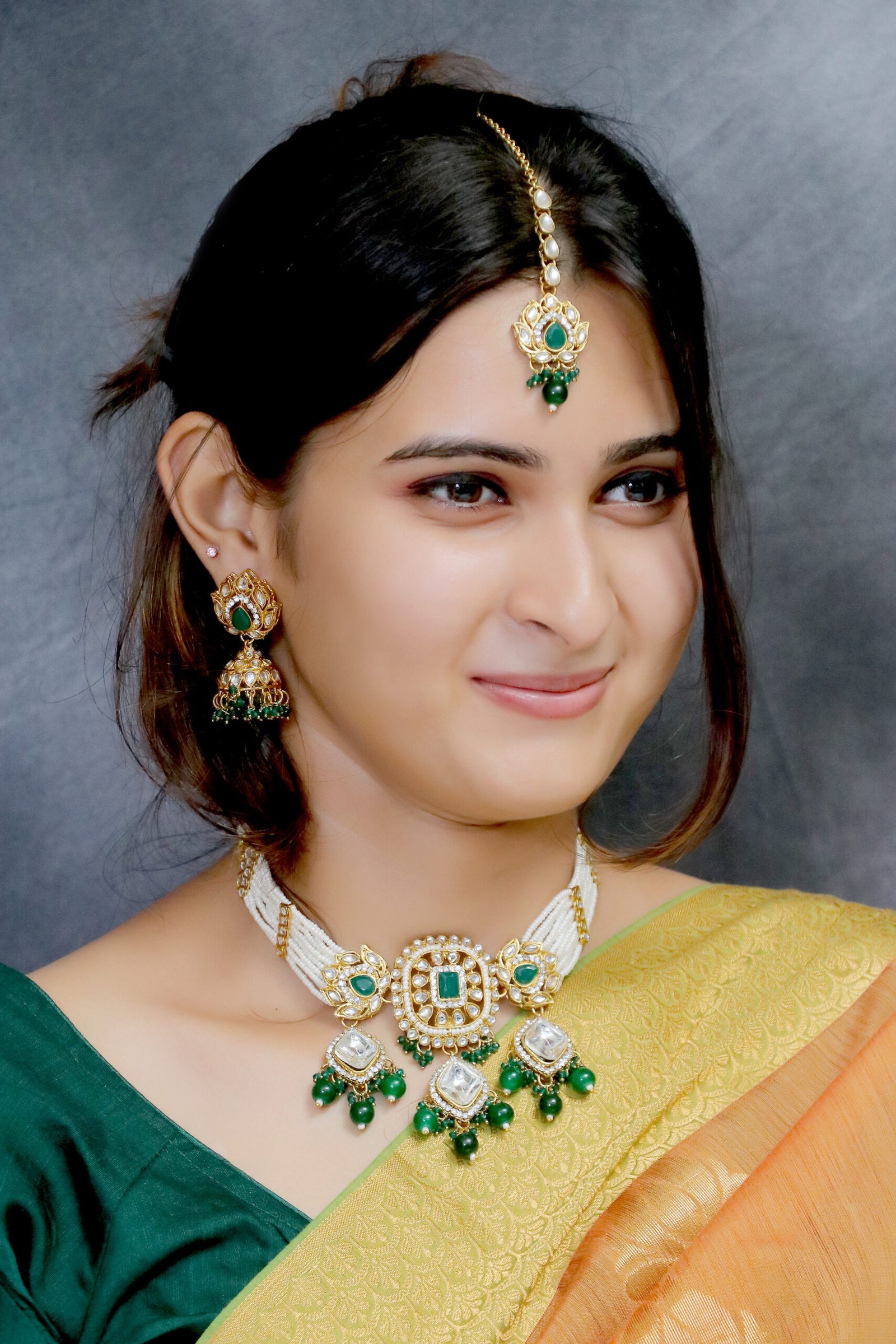 IMG_0819 Green Stone Choker Necklace Set