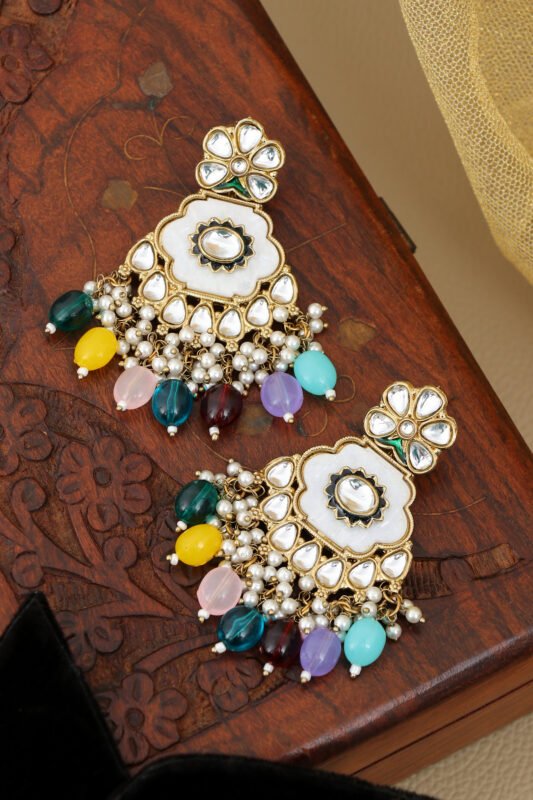 Multicolor Meenakari Kundan Earrings