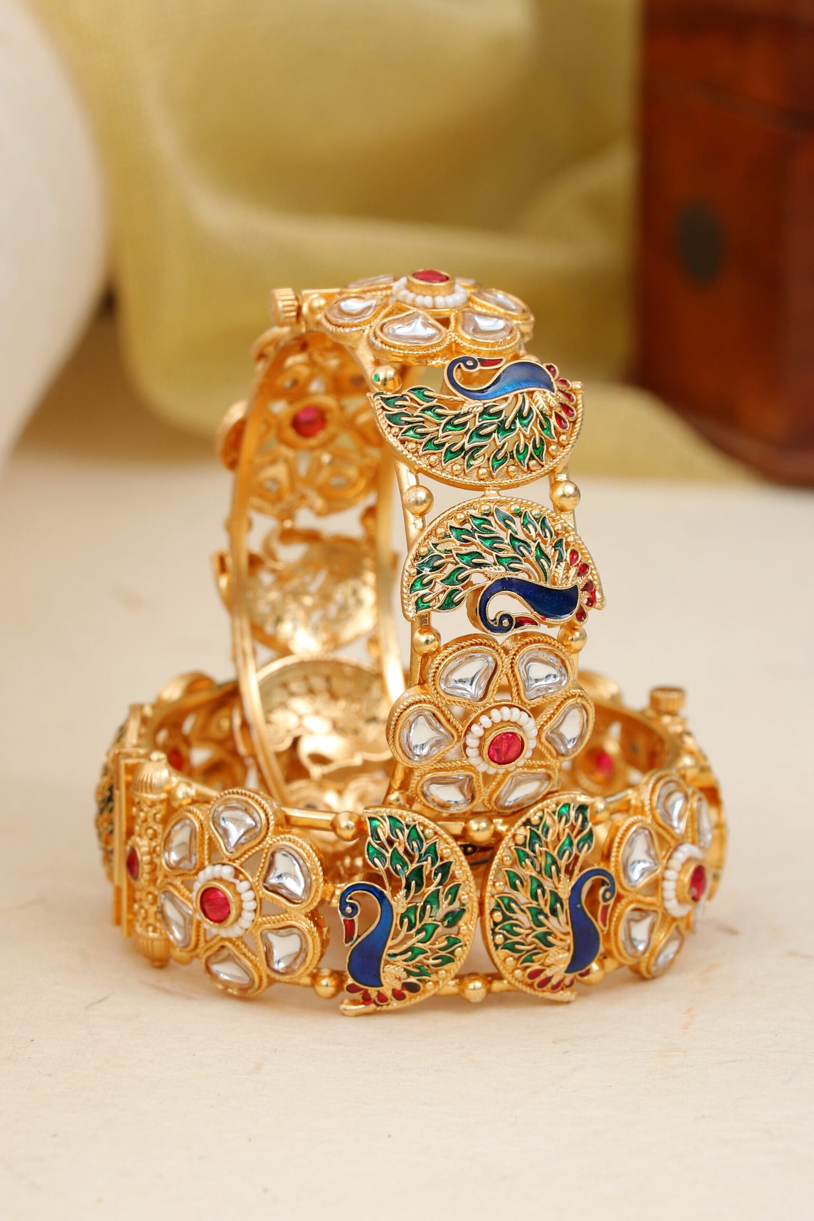 IMG_1087 Peacock Meenakari Kundan Bangles