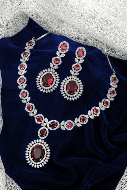 Royal Ruby Elegance AD Necklace Set
